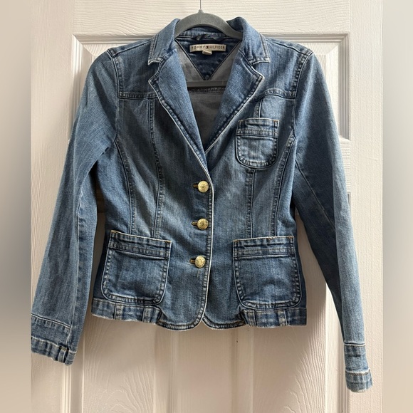 Tommy Hilfiger Jackets & Blazers - Tommy Hilfiger Women's Denim Jean Jacket Blazer Gold Buttons Sz 8